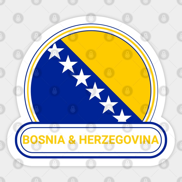 Bosnia and Herzegovina Country Badge - Bosnia and Herzegovina Flag Sticker by Yesteeyear